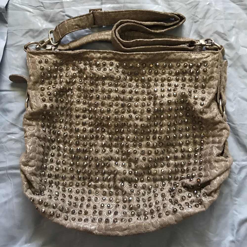 Blue Elegance crystal studded handbag.
